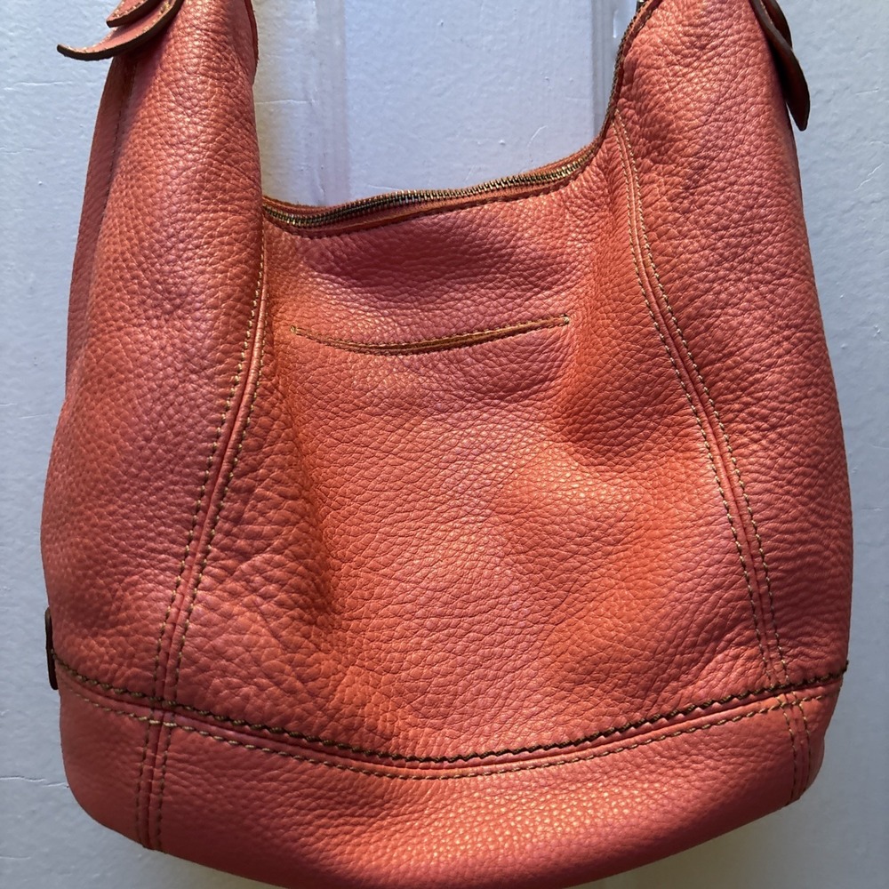 The Sak Leather Handbag Coral 14 X 10" - Picture 8 of 15